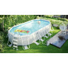 Каркасный бассейн INTEX Prism Frame Oval 26798, 610×305×122 см — насос, лестница, тент, подстилка